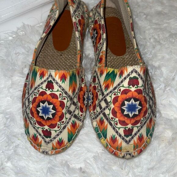 Cotto orange & ivory Aztec print espadrilles - Picture 5 of 7